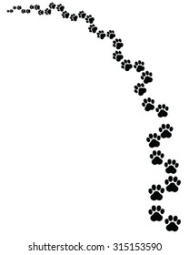 Black footprints of cat, turn left, vector