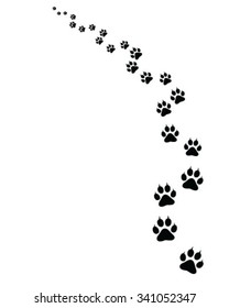 Black footprints of cat, turn left, vector