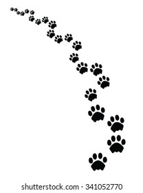 Black footprints of cat, turn left, vector