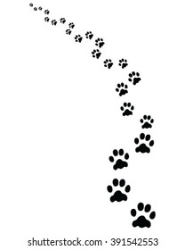 Black footprints of cat, turn left, vector