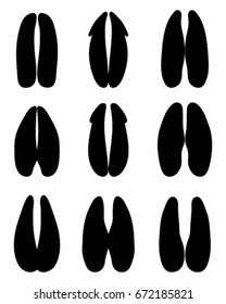 Black footprints of deer on a white background