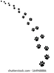 Black  footprints of dogs, turn  left-vector illustration