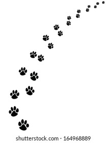 Black  footprints of dogs, turn  right -vector illustration