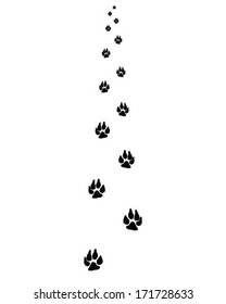 Black footprints of dogs, vector 