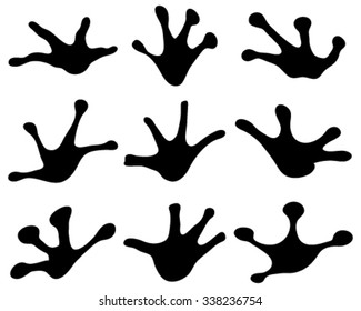 Black footprints of frogs, vector