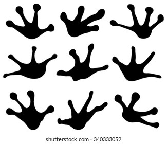 Black footprints of frogs, vector