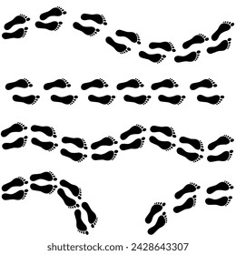 Black footprints leg directions vector illustration. Step, footstep, legs track direction. Graphic element, design