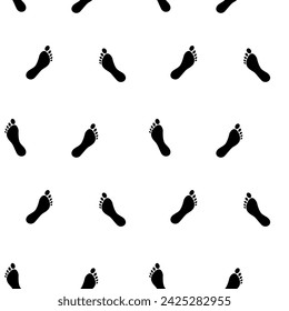 Black footprints leg vector seamless pattern. Step, footstep, legs track background, wallpaper, print, textile, fabric, wrapping paper, packaging design