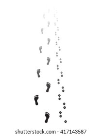 Black footprints of man and dog, vector