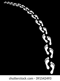 Black footprints of man, vector illustration