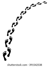Black footprints of man, vector illustration