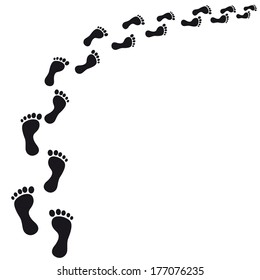 Black footprints on the white background. Eps 10 vector file.