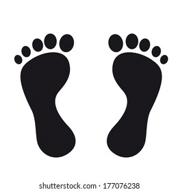 Black footprints on the white background. Eps 10 vector file.
