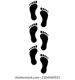 Black footprints path on black background