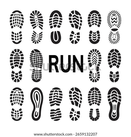 Black footprints and run text in running concept design