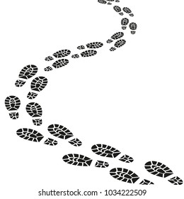 Black Footprints Silhouette Pathway Pattern Men or Women Pairs Shoes. Vector illustration of Foot Print