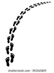 Black footprints, vector illustration, human feet 
