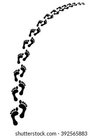 Black footprints, vector illustration, human feet 
