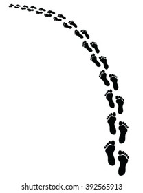Black footprints, vector illustration, human feet 
