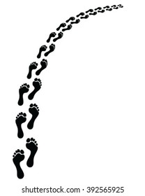Black footprints, vector illustration, human feet 
