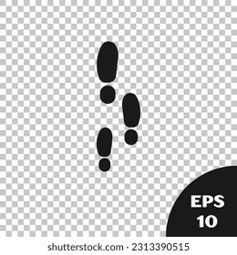 Black Footsteps icon isolated on transparent background. Detective is investigating. To follow in the footsteps.  Vector Illustration