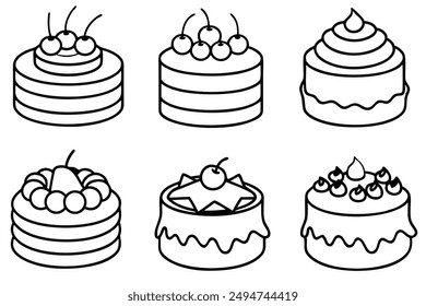 Black Forest Cake line art black and white drawing