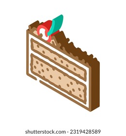 black forest cake slice food snack isometric icon vector. black forest cake slice food snack sign. isolated symbol illustration