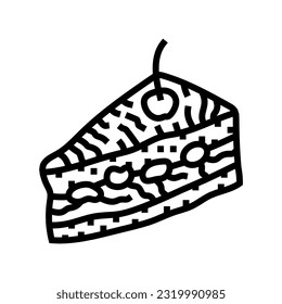 black forest cake slice food snack line icon vector. black forest cake slice food snack sign. isolated contour symbol black illustration