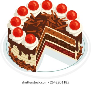 Black forest slice with topping cherry