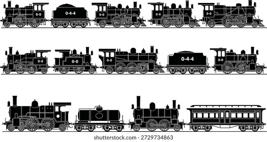Colección de siluetas de árboles de bosque negro con Formas de abeto de pino y roble para el diseño de logotipos de iconos de naturaleza aislados de fondo blanco