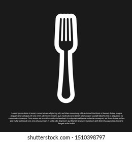 Black Fork icon isolated on black background. Cutlery symbol.  Vector Illustration
