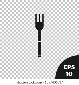 Black Fork icon isolated on transparent background. Cutlery symbol.  Vector Illustration