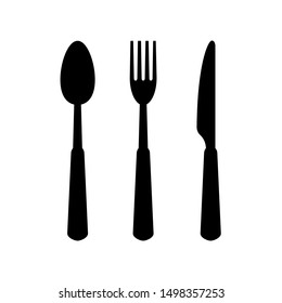 Schwarze Gabel, Messer und Spoon Symbol Set einzelne Vektorgrafik Küchenküche Küchenherstellung Symbol