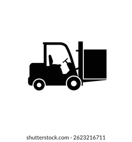Black Forklift Truck With Cargo Box Vector Illustration Graphic Icon