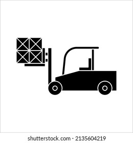 Black forklift truck icon. vector illustration on white background
