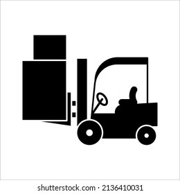 Black forklift truck icon. vector illustration on white background