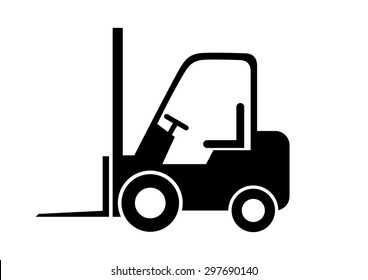 Black forklift truck on white background    