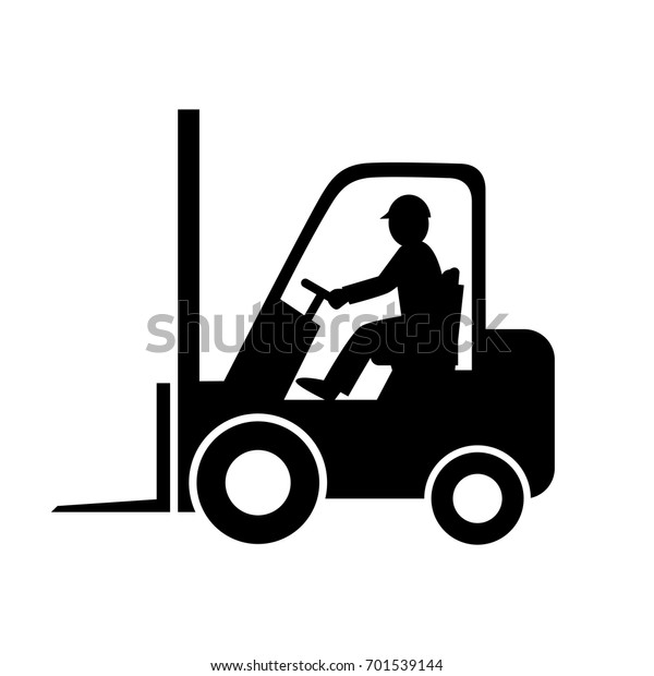 Black\
forklift truck vector icon on white\
background