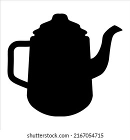 Black form of high kettle kitchen isolated on white in vector