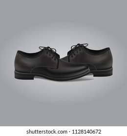 Black formal official shoe in vector illustration