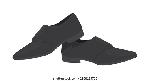 Black formal shoes for businessman vector illustration. Cartoon isolated pair of male classic leather footwear with laces for gentleman, elegant comfortable fashion shoes from uniform of office staff