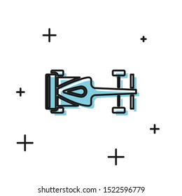 Black Formula race car icon isolated on white background.  Vector Illustration