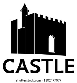 Black fortress with tower. Vector fortress. Kingdom