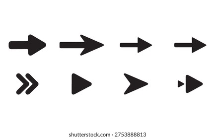 Black forward arrow icon sign and symbol. 