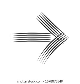 Icono de flecha dibujada hacia delante o hacia la derecha de la pluma negra esbozado como símbolo vectorial.