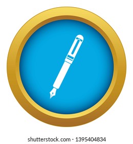 Black fountain pen icon blue vector isolated on white background for any design