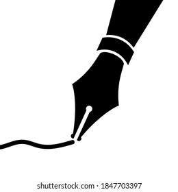 Black Fountain pen nib. Icon symbol pen nib isolated on white background. Vector illustration. 