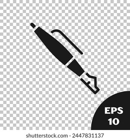Black Fountain pen nib icon isolated on transparent background. Pen tool sign.  Vector