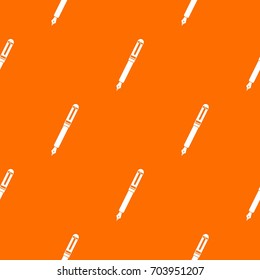 Black fountain pen pattern repeat seamless in orange color for any design. Vector geometric illustration