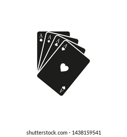 Black four aces. Playing cards. Vector illustration.